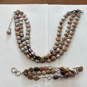 Chic Multi-Strand Shell Necklace and Bracelet Set